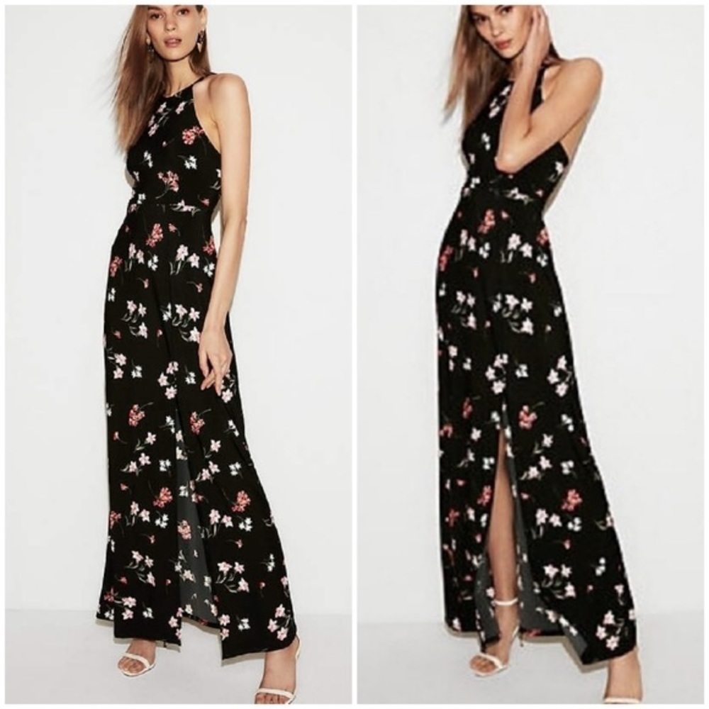 Express Black Floral Maxi Dress